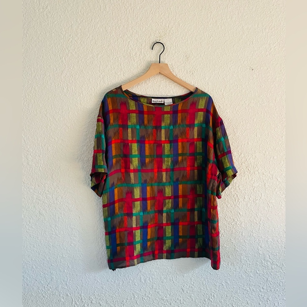 VINTAGE Vibrant Silk Rainbow Print Shirt